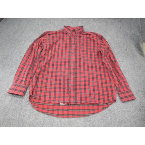 Cabela's Flannel Shirt Size Large Red Plaid Button Down‎ Casual Long Sleeve - Picture 1 of 12